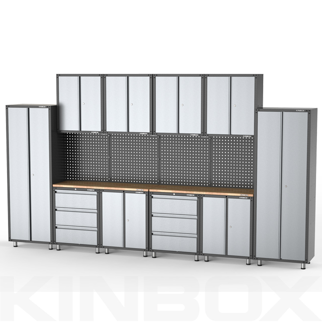 Sistema de gabinete de taller y almacenamiento de garaje de 16 piezas de metal