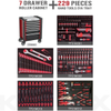 Gabinete de herramientas de 7 cajones clásicos de servicio pesado con herramientas de 229pcs