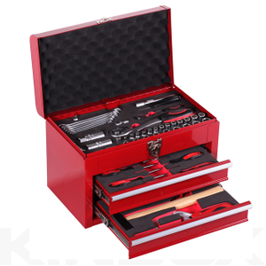 Caja de herramientas de mano de 74 piezas para el hogar, caja de herramientas de transporte duro