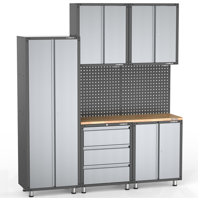 Sistema de armario de taller y almacenamiento de garaje de metal de 8 piezas